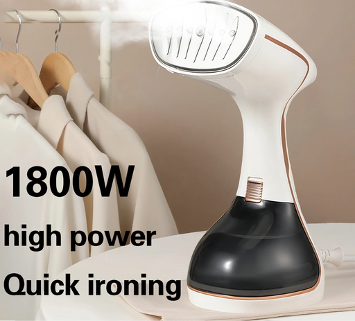 Handheld steam brush steaming a shirt with adjustable settings and 320ml tank