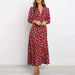 Women’s V-Neck Floral Maxi Dress – High-Waist Slit for Effortless Boho Chic - Samanta Factory