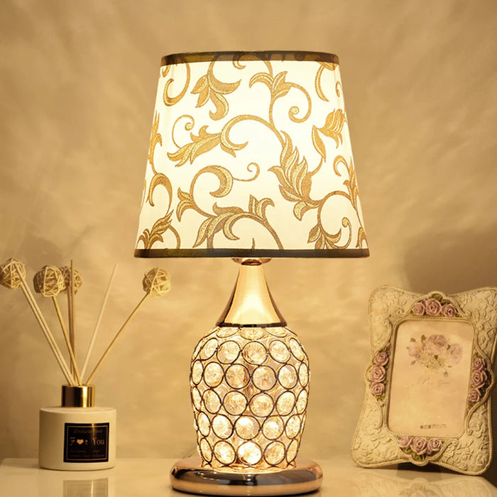 Crystal Table Lamp – Elegant Bedside Light with Polished Chrome Finish