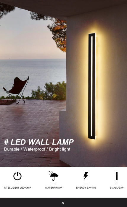 Waterproof LED Wall Sconce – IP65 Long Outdoor Light for Garden & Exterior Decor