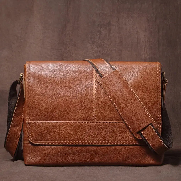 Vintage Leather Satchel Bag – Soft Men’s Crossbody Shoulder Bag SF