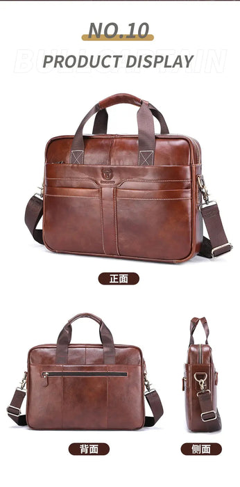 Leather Business Briefcase – Professional 15-Inch Laptop Work Bag SF