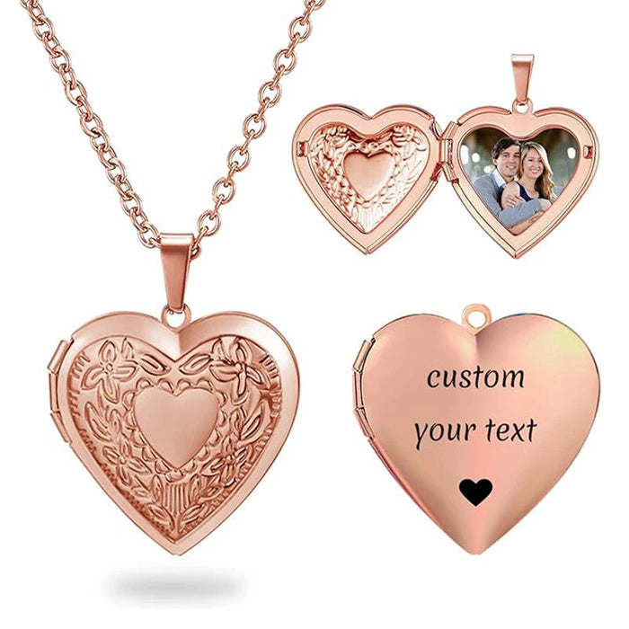 Custom Photo Locket Necklace – Personalized Heart Pendant for Men/ Women SF