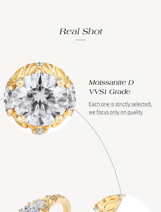 Moissanite Diamond Ring – 1CT D VVS1 Round Cut SF