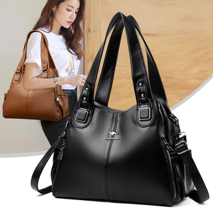 Soft Leather Handbag for Women – Luxury Designer Shoulder Tote, Large Capacity Purse - Samanta Factory