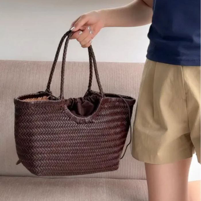 Hand-Woven Tote Bag – French Style Basket Shoulder Bag SF