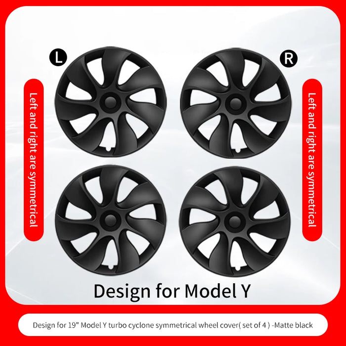 4PCS Wheel Cap Design For Tesla Model Y 2020-2024 19 Inch Right＆Left Hubcaps Cyclone Cover Wheel Cover Replacement Accessories - Samanta Factory
