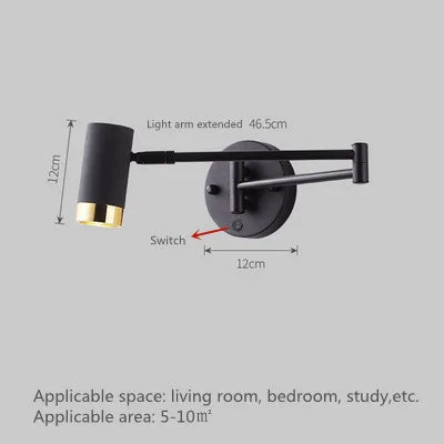 Modern Wall-Mounted LED Lamp – Adjustable Swing Arm with Warm/Cold Light for Bedrooms & Living Rooms - Samanta Factory