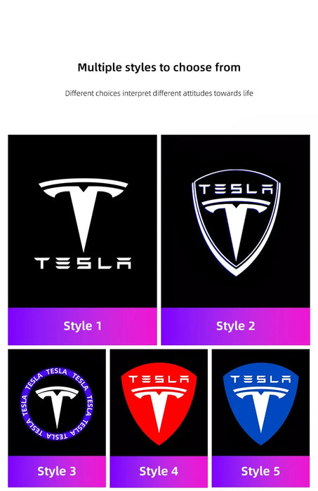 Tesla 2Pcs Car Door Projector Welcome Lights Accessories For Tesla Model 3 S X Y Cybertruck Roadster SpaceX Car Accessories - Samanta Factory
