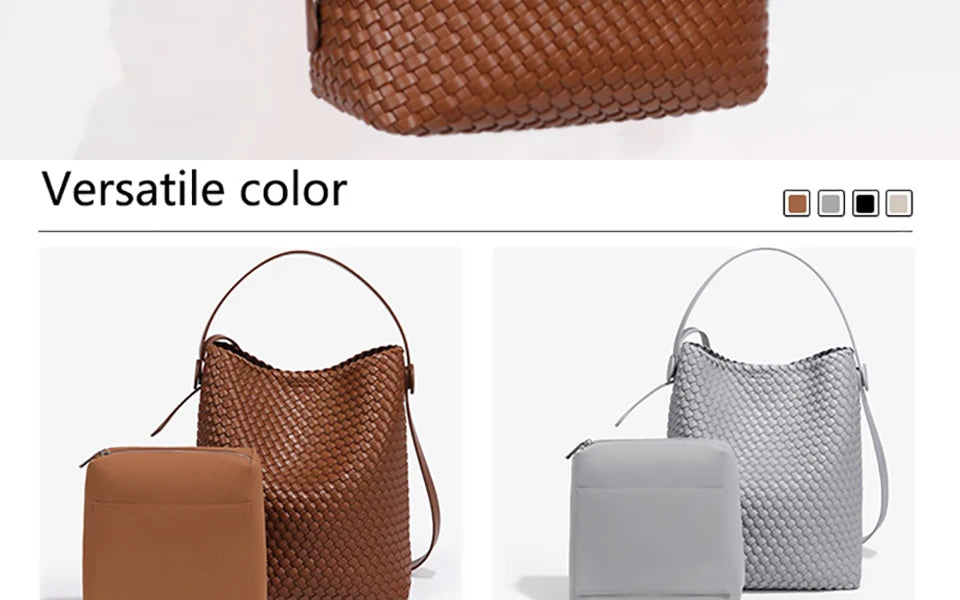 Woven Bucket Tote Bag for Women – Large Crossbody Hobo Shoulder Bag for Summer - Samanta Factory