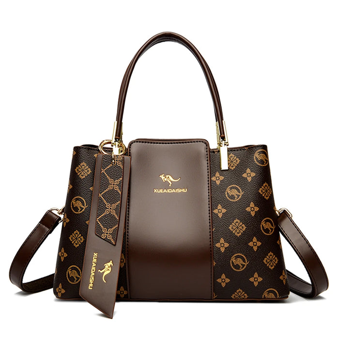 Luxury Fashion Print Handbag – Large Capacity Soft Leather Shoulder & Crossbody Bag for Women - Samanta Factory
