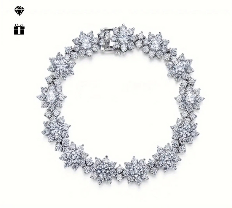 D color VVS1 moissanite Cuban tennis bracelet in 925 sterling silver with rhodium plating