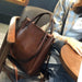 Vintage Cow Leather Shoulder Tote – Women’s Ruched Handbag SF