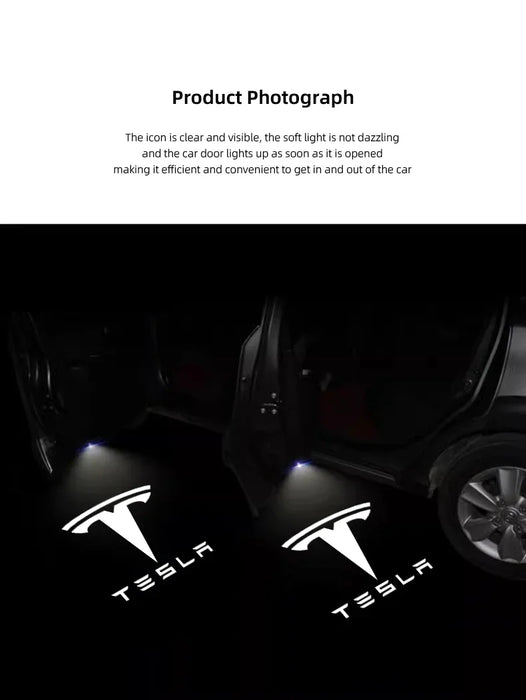 Tesla 2Pcs Car Door Projector Welcome Lights Accessories For Tesla Model 3 S X Y Cybertruck Roadster SpaceX Car Accessories - Samanta Factory