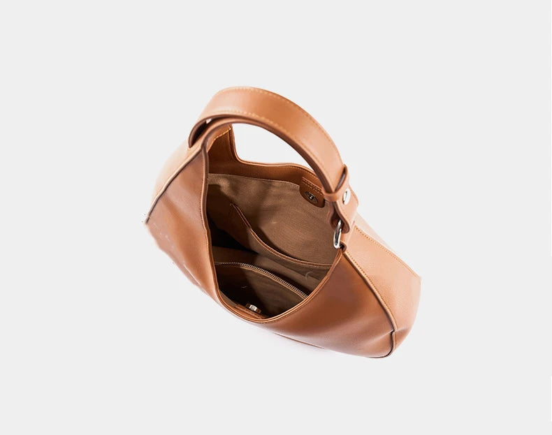 Half-Moon Shoulder Bag – Soft Versatile Leather Handbag for Women - Samanta Factory