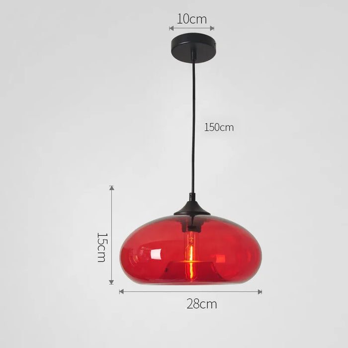 Modern Glass Pendant Light – Elegant LED Ceiling Fixture with Iron Finish - Samanta Factory