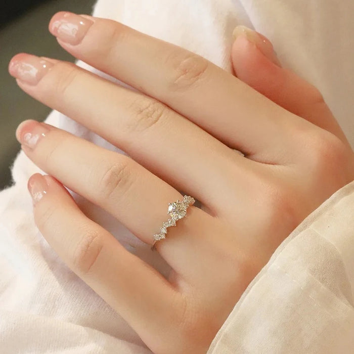 Moissanite Ring – S925 Sterling Silver 18K White Gold Plated