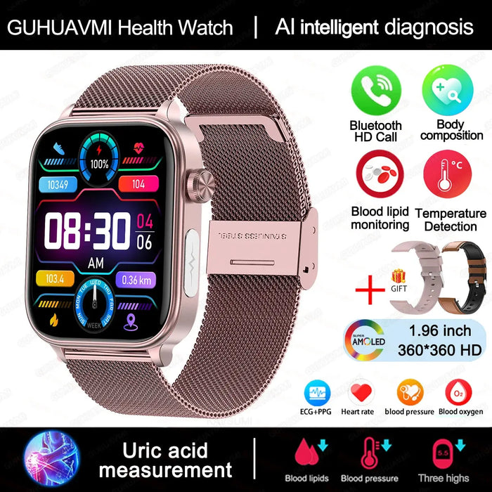 ECG Health Smartwatch – AMOLED Display & AI Voice Calling SF