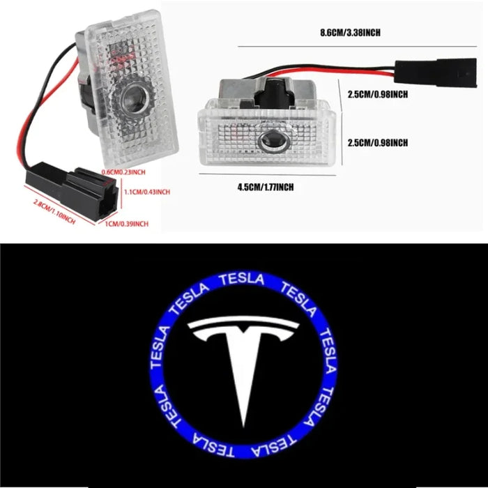 Tesla 2Pcs Car Door Projector Welcome Lights Accessories For Tesla Model 3 S X Y Cybertruck Roadster SpaceX Car Accessories - Samanta Factory