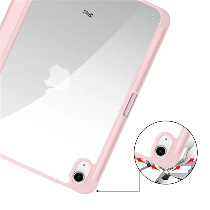 iPad Case with Pen Holder – Trifold PU Leather & Clear Acrylic Hard Back Stand Cover SF