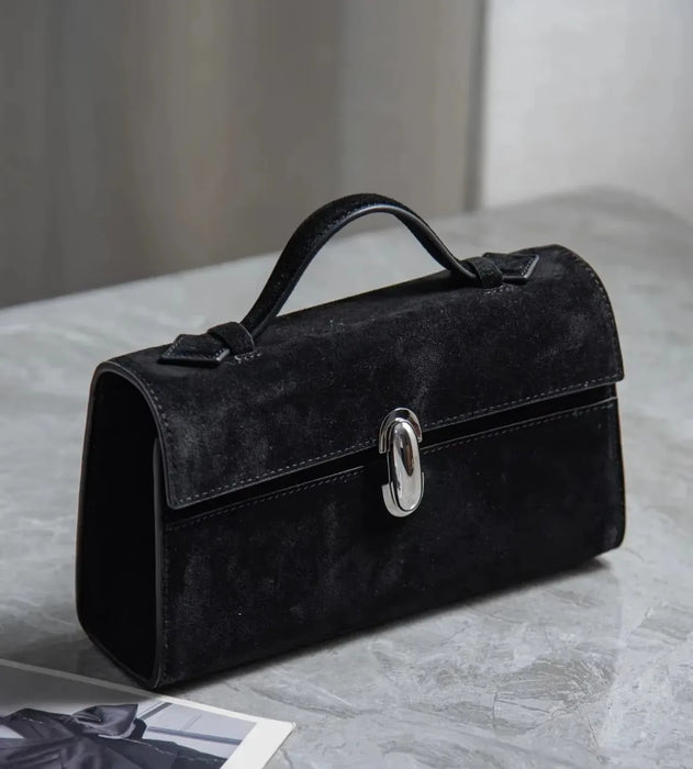 Women’s Leather Baguette Handbag – Minimalist Day Clutch