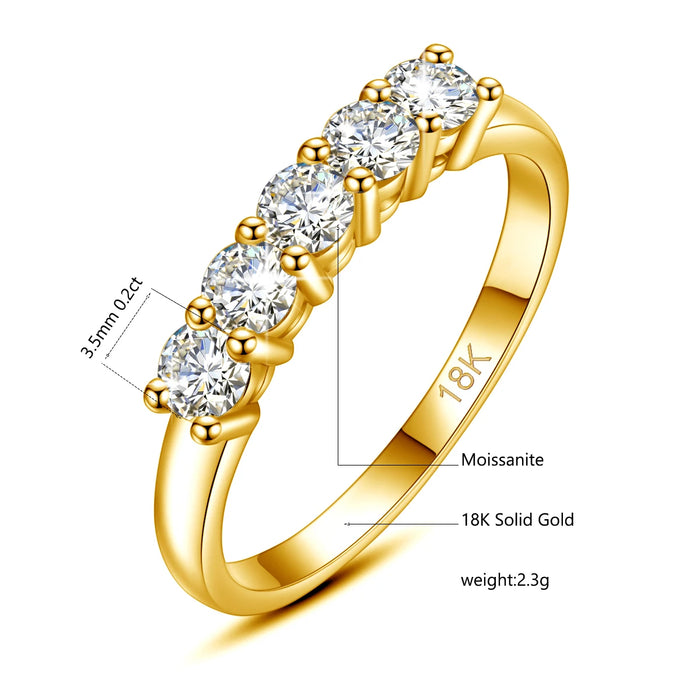 18K Gold Moissanite Wedding Ring – D-Color VVS1 Certified Stone