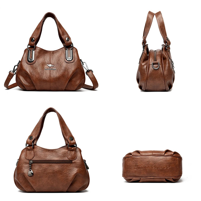 Women’s Tote Bag – Sequined Letter Design & Soft Leather Shoulder Handbag - Samanta Factory
