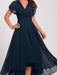 Chiffon A-Line Dress – Flowing Batwing Sleeves & Irregular Hem - Samanta Factory