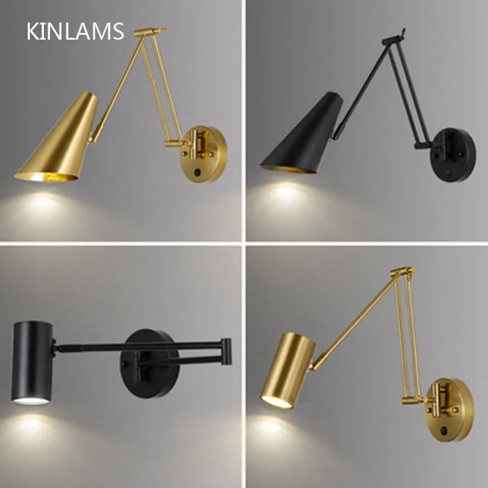 Modern Wall-Mounted LED Lamp – Adjustable Swing Arm with Warm/Cold Light for Bedrooms & Living Rooms - Samanta Factory