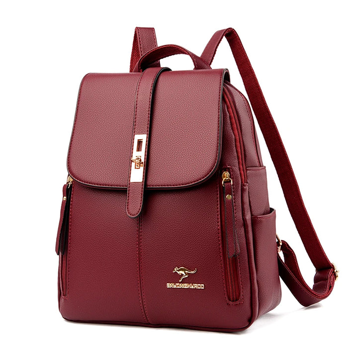 Women’s Leather Backpack – Fashionable White Shoulder Bag for Travel & School - Samanta Factory