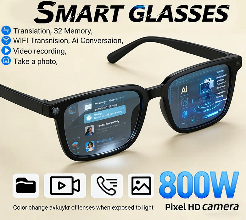AI Smart Glasses with 4K Camera & Translation – Bluetooth Calling Music Sunglasses SF
