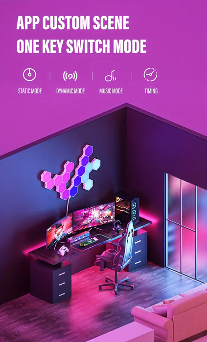 Hexagonal Night Light – DIY Smart LED Wall Panels with App & Music Sync