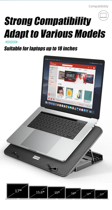Laptop Cooling Pad – 6-Fan Ultra-Quiet Airflow for 13–18" Notebook