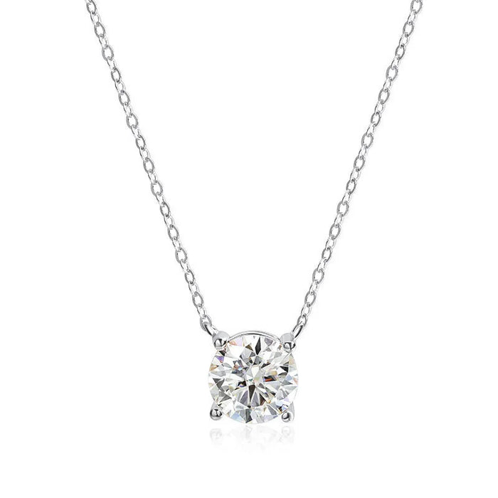 Moissanite Solitaire Necklace – Certified VVS1 Round Stone