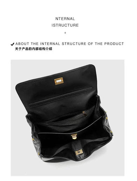 Microfiber Leather Shoulder Bag – Large Square with Lock SF