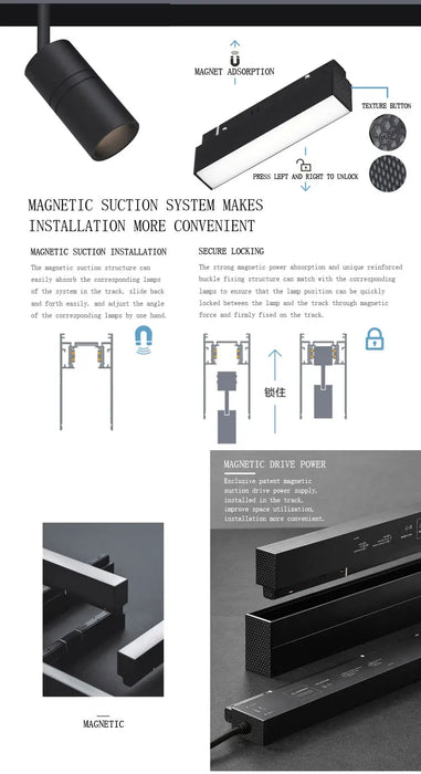 Magnetic LED Track Spotlight – 48V Linear Ceiling Light - Samanta Factory