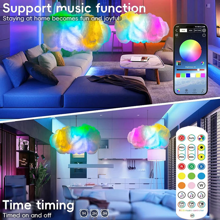 DIY USB LED Strip Lights – Bluetooth App & Remote Control Cloud Lamp - Samanta Factory