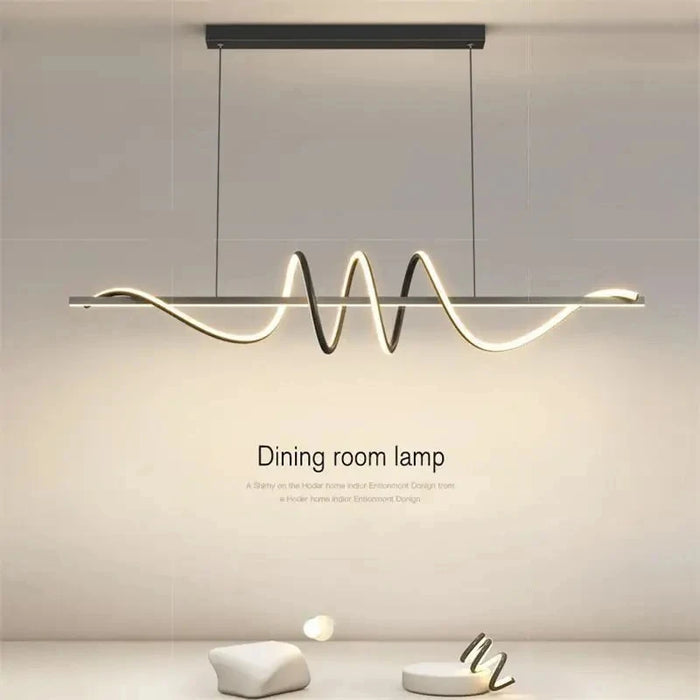 Modern LED ceiling chandelier with aluminum and acrylic frame, remote control dimming, and adjustable color temperature