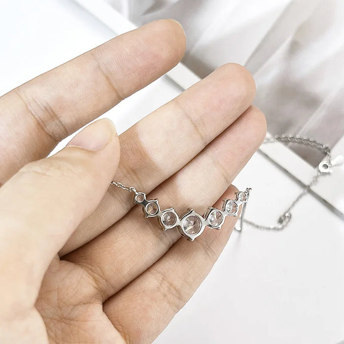 Moissanite Pendant Necklace – 7-Stone 925 Sterling Silver D-Color VVS1