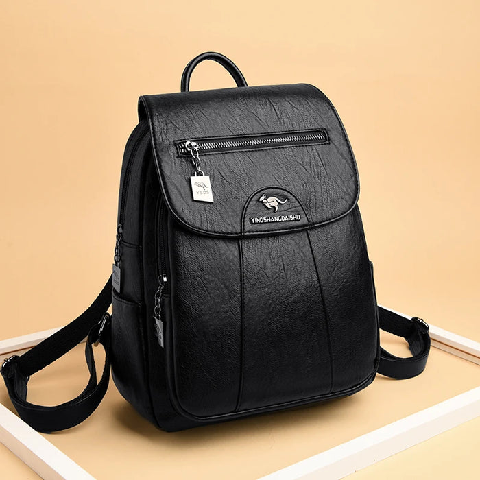 High-Quality Leather Backpack for Women – Large Capacity Travel & School Bag, Fashionable Mochila Shoulder Bag - Samanta Factory