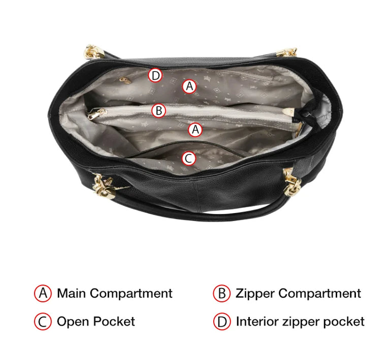 Genuine Leather Shoulder Bag – Elegant Casual Tote with Beading & Sequins for Women - Samanta Factory