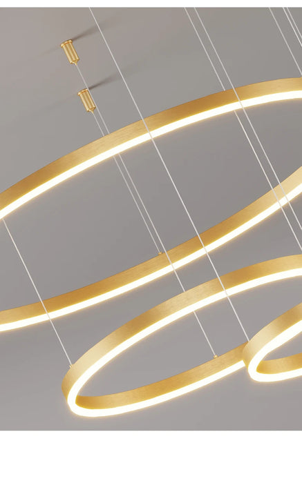 Modern LED Pendant Light – Gold Aluminum Chandelier with Remote Control - Samanta Factory
