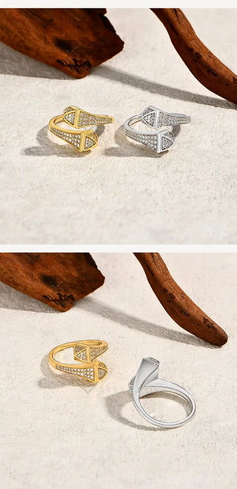 Double Snake Moissanite Ring – S925 Silver Adjustable Design SF