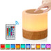 Modern RGB night light with dimmable brightness, USB rechargeable desk lamp on a wooden nightstand

