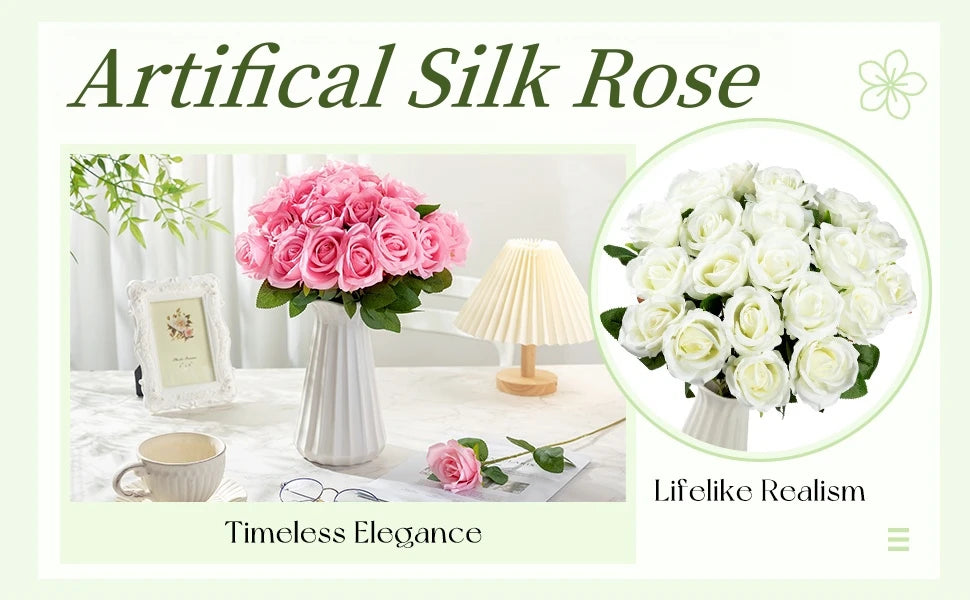 Artificial Velvet Roses – 50PCS Long-Stem Flower Bouquet SF