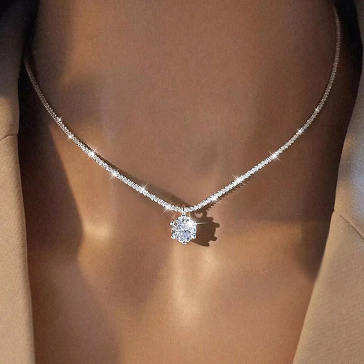 1CT moissanite diamond pendant necklace in 925 sterling silver for women