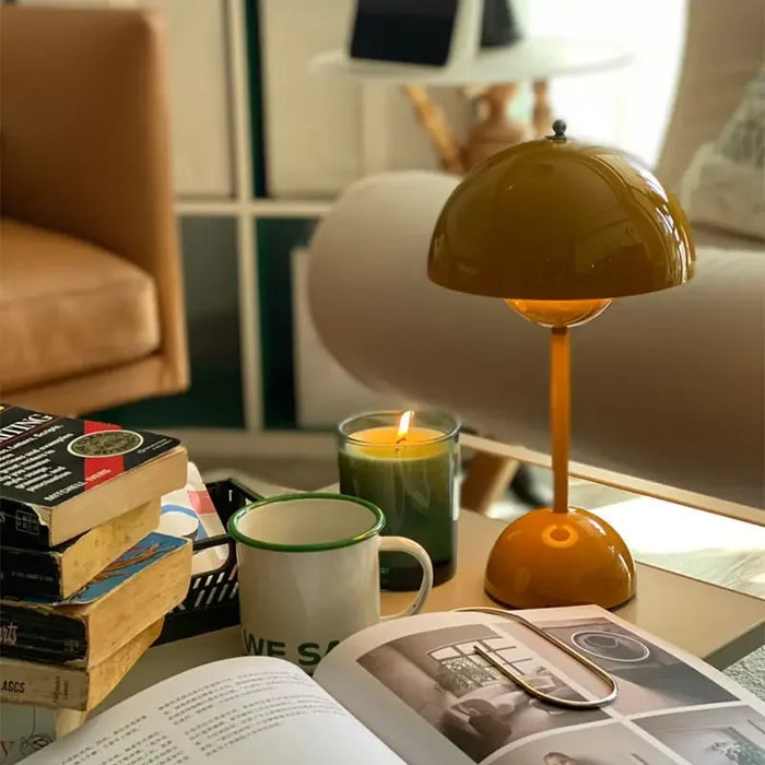 Modern Flower Bud Table Lamp with Touch Control and Type-C Charging – Ivory Color, Dimmable LED Light for Bedroom or Desk