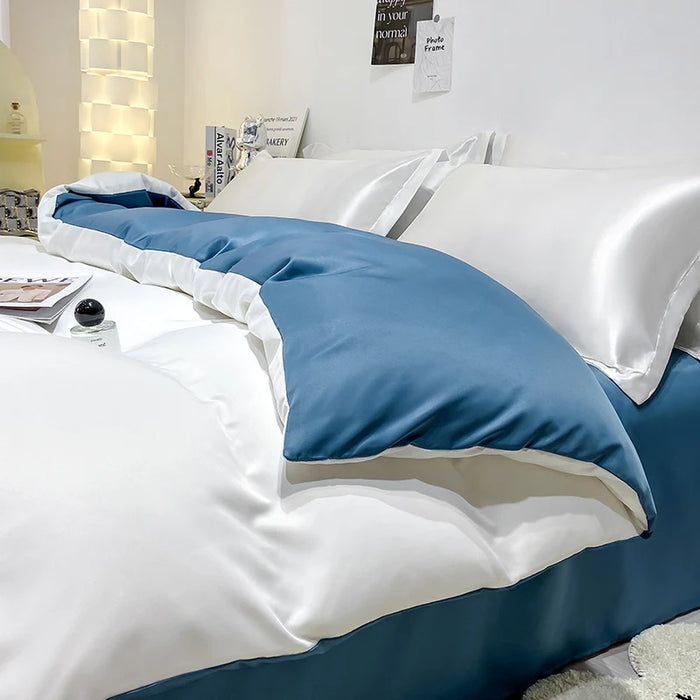 Schpert Rayon Bedding Set – Solid Color Duvet Cover with Pillowcases and Sheet, Twin to King - Samanta Factory