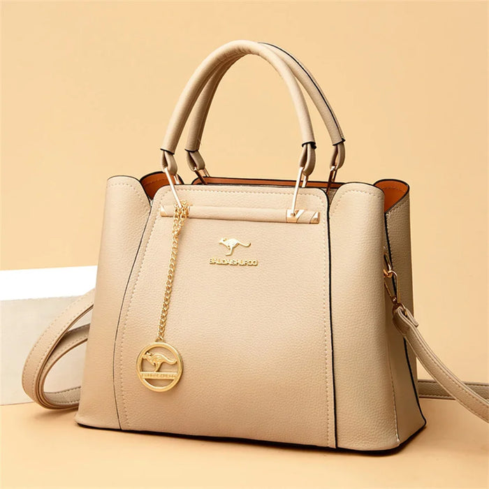 Women’s Soft PU Leather Handbag – Fashionable Casual Tote with Sequined Detail - Samanta Factory