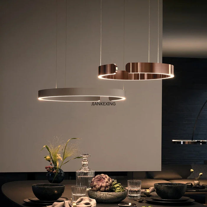 Modern C Ring Nordic Pendant Light – Dimmable LED Suspension Lamp in Black, Gold, and Rose Gold

